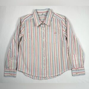 VINEYARD VINES Girls Stripe Button Down Shirt Size 10 Classic Preppy Sparkle